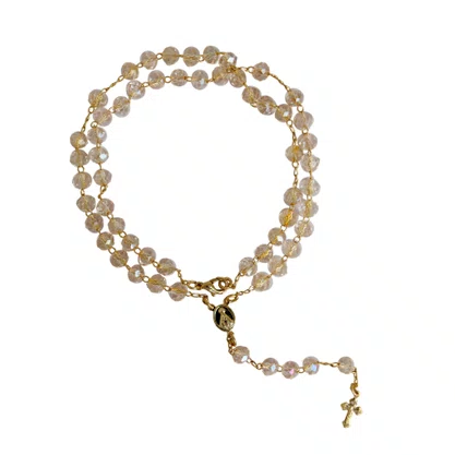 Terço Pescoço Semi Cristal Transparente Nossa Senhora Aparecida - 5 Mm