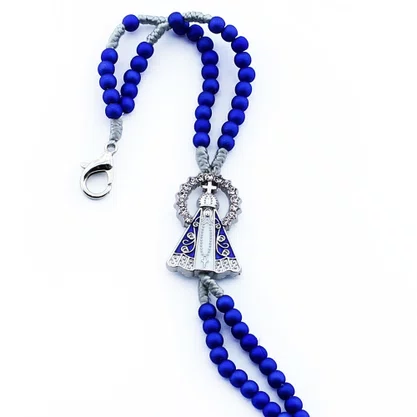 Terço Pulso de Nossa Senhora Aparecida Azul - 4 mm