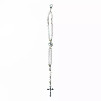 Terço Pulso de Nossa Senhora Aparecida Perola Branca