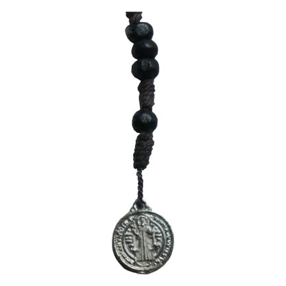Terço para Pulso Preto Entremeio Medalha de Sao Bento