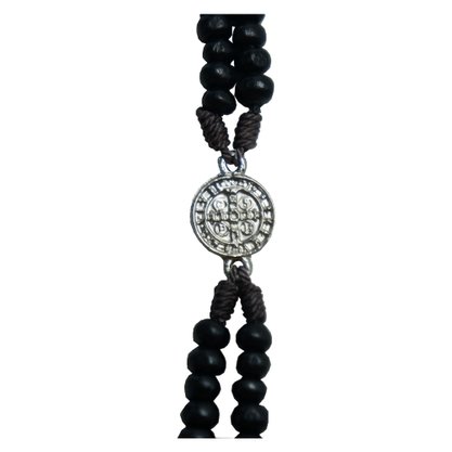 Terço para Pulso Preto Entremeio Medalha de Sao Bento