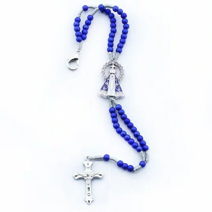 Terço Pulso de Nossa Senhora Aparecida Azul - 4 mm