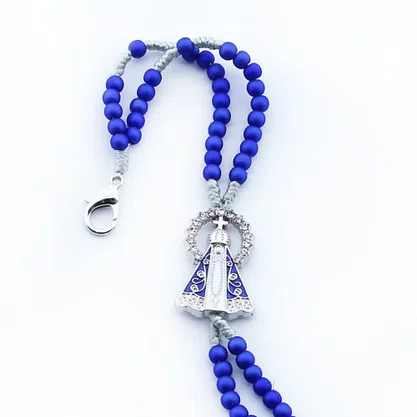 Terço Pulso de Nossa Senhora Aparecida Azul - 4 mm