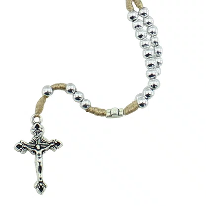 Terço Pulso de Nossa Senhora Aparecida Prata - 6 mm