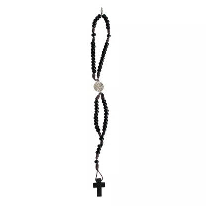 Terço Pulso São Bento Medalha Madeira Preta - 5 mm
