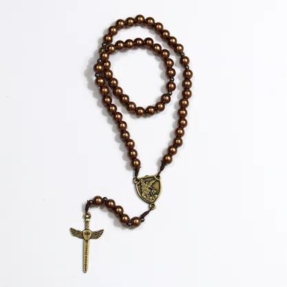 Terço Oração de São Miguel Arcanjo Bronze 8 mm