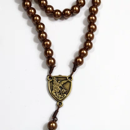 Terço Oração de São Miguel Arcanjo Bronze 8 mm