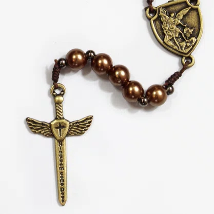 Terço Oração de São Miguel Arcanjo Bronze 8 mm