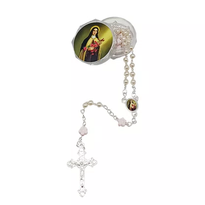 Terço Santa Teresinha Pérola Branca 4 mm