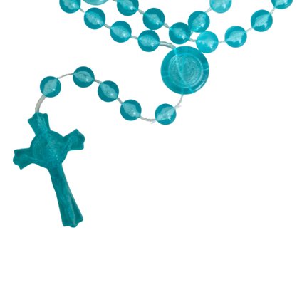 Terço São Bento Plástico Azul Claro - 10 mm