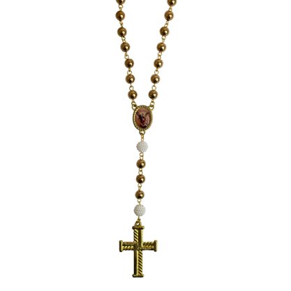 Terço de São Miguel Arcanjo Dourado - 8 mm