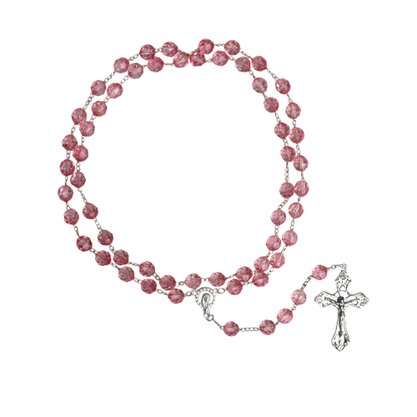 Terço Semi Cristal Rosa - 8 mm