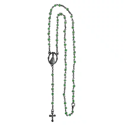 Terço Senhora Aparecida Miçanga Verde 4 mm