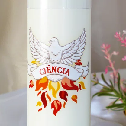 Kit 7 Dons do Espírito Santo 7 Velas Pentecostes Brancas Adesivo