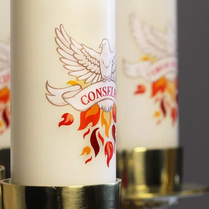 Kit 7 Dons do Espírito Santo 7 Velas Pentecostes Brancas Adesivo