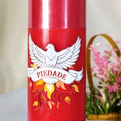 Kit 7 Dons do Espírito Santo 7 Velas Pentecostes Vermelhas Adesivo