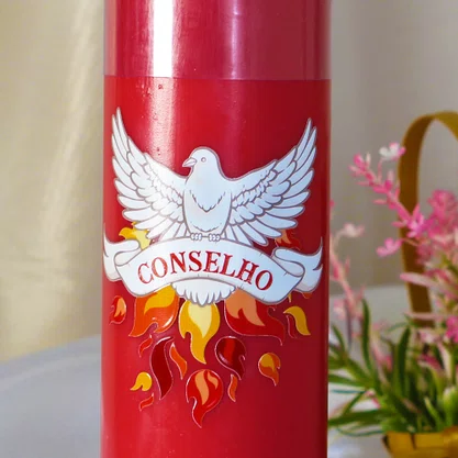 Kit 7 Dons do Espírito Santo 7 Velas Pentecostes Vermelhas Adesivo
