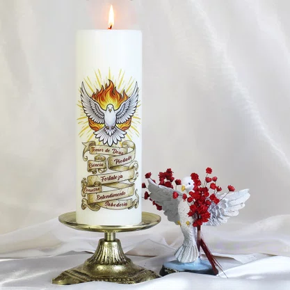 Vela Pentecostes 7 Dons do Espírito Santo Adesivo Branca