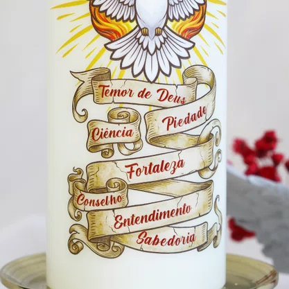 Vela Pentecostes 7 Dons do Espírito Santo Adesivo Branca