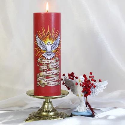 Vela Pentecostes 7 Dons do Espírito Santo Adesivo Vermelha