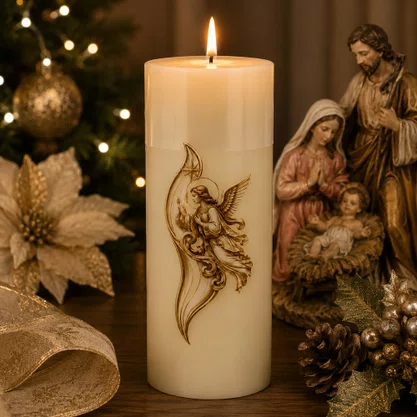 Vela Advento Branca para Altar Anjo - 20 x 7 cm 