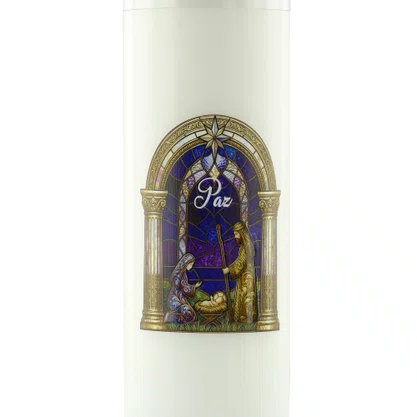 Vela Advento Branca para Altar Nascimento Colorido - 20 x 7 cm 