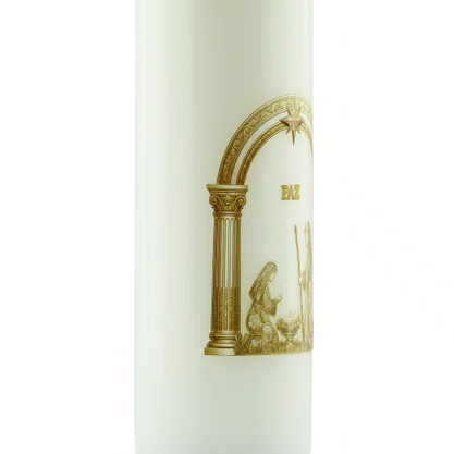 Vela Advento Branca para Altar Nascimento Dourado - 20 x 7 cm 