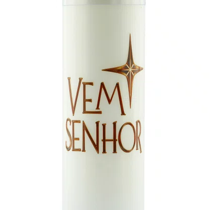 Vela Advento Branca para Altar Vem Senhor - 20 x 7 cm 