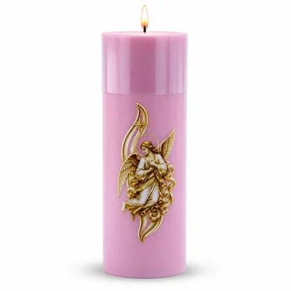 Vela Advento Rosa para Altar Anjo - 20 x 7 cm 