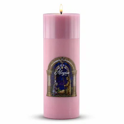 Vela Advento Rosa para Altar Nascimento Colorido - 20 x 7 cm 
