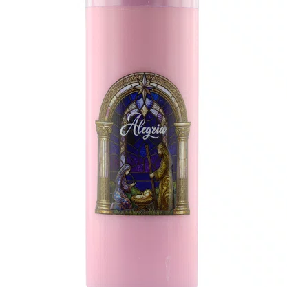 Vela Advento Rosa para Altar Nascimento Colorido - 20 x 7 cm 