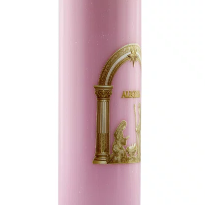 Vela Advento Rosa para Altar Nascimento Dourado - 20 x 7 cm 