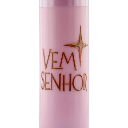 Vela Advento Rosa para Altar Vem Senhor - 20 x 7 cm 