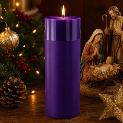 Vela Advento Roxa para Altar - 20 x 7 cm