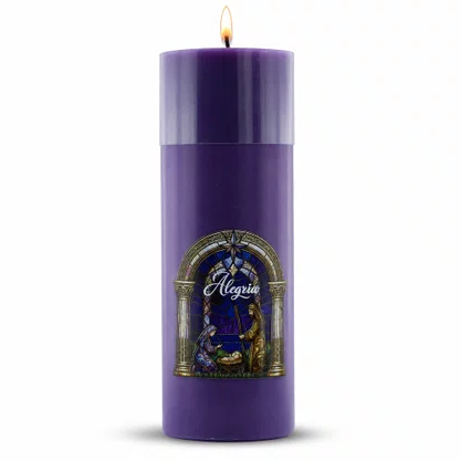 Vela Advento Roxa para Altar Nascimento Colorido - 20 x 7 cm 