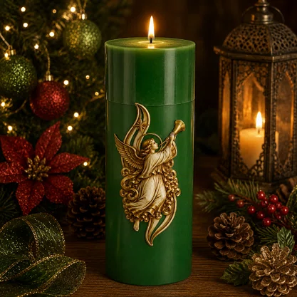 Vela Advento Verde para Altar Anjo - 20 x 7 cm 