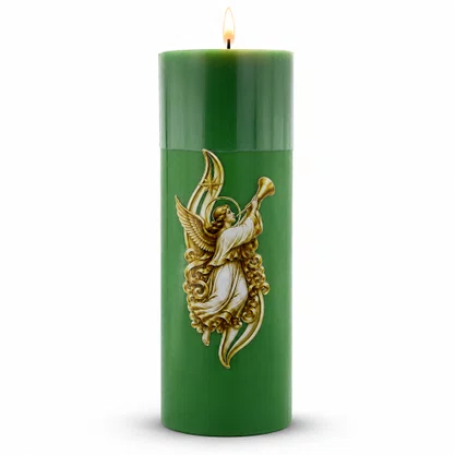 Vela Advento Verde para Altar Anjo - 20 x 7 cm 