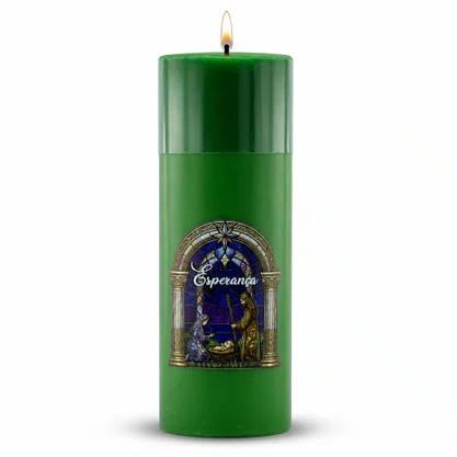 Vela Advento Verde para Altar Nascimento Colorido - 20 x 7 cm 