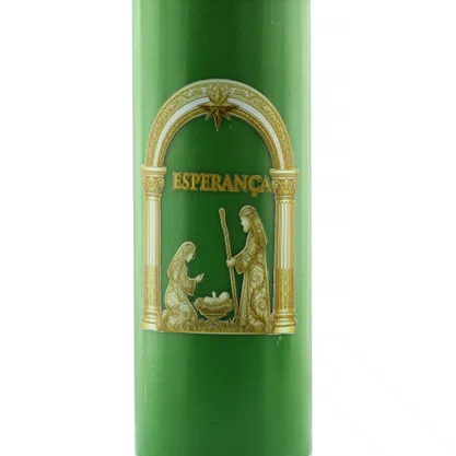 Vela Advento Verde para Altar Nascimento Dourado - 20 x 7 cm 