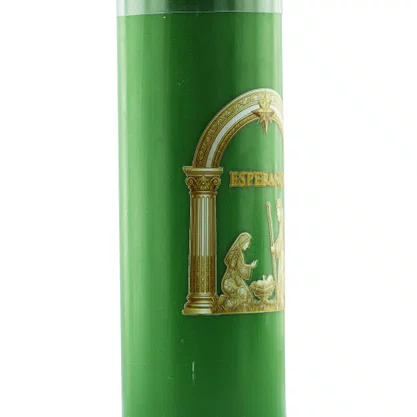 Vela Advento Verde para Altar Nascimento Dourado - 20 x 7 cm 