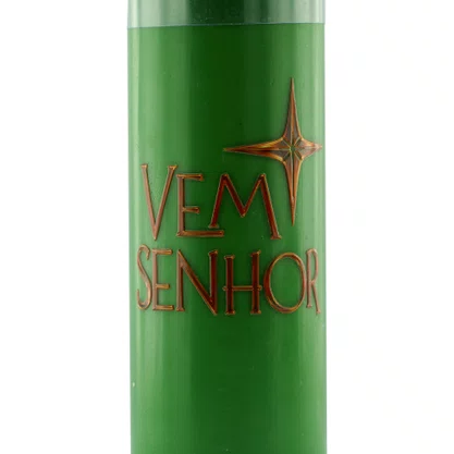 Vela Advento Verde para Altar Vem Senhor - 20 x 7 cm