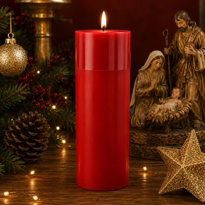 Vela Advento Vermelha para Altar - 20 x 7 cm