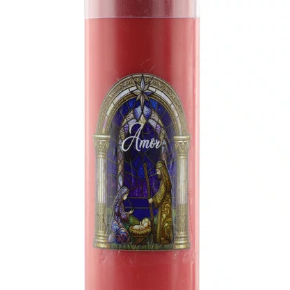 Vela Advento Vermelha para Altar Nascimento Colorido - 20 x 7 cm 