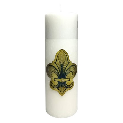 Vela Altar e Advento 20 cm x 7 cm Branca Texturizada - Flor de Lis