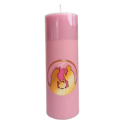 Vela Altar e Advento 20 cm x 7 cm Rosa - Nascimento