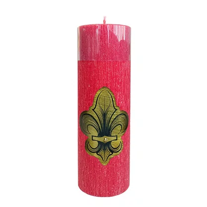 Vela Altar e Advento 20 cm x 7 cm Vermelha Texturizada - Flor de Lis