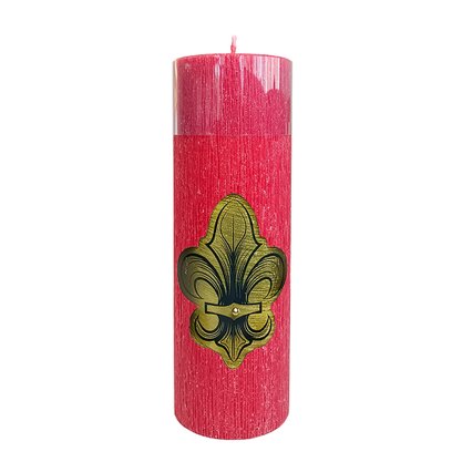 Vela Altar e Advento 20 cm x 7 cm Vermelha Texturizada - Flor de Lis