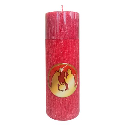 Vela Altar e Advento 20 cm x 7 cm Vermelha Texturizada - Nascimento