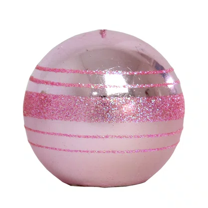 Vela Decorativa Bola Rosa Glíter 7  cm x 7 cm