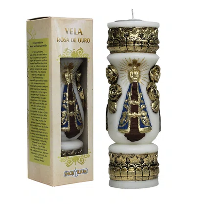 Vela Esculpida Rosas de Ouro Nossa Senhora Aparecida